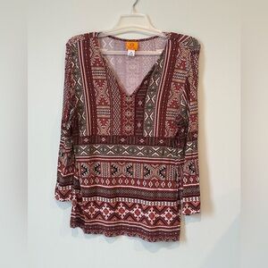 Ruby Rd. Multicolor Geometric Blouse, Size M